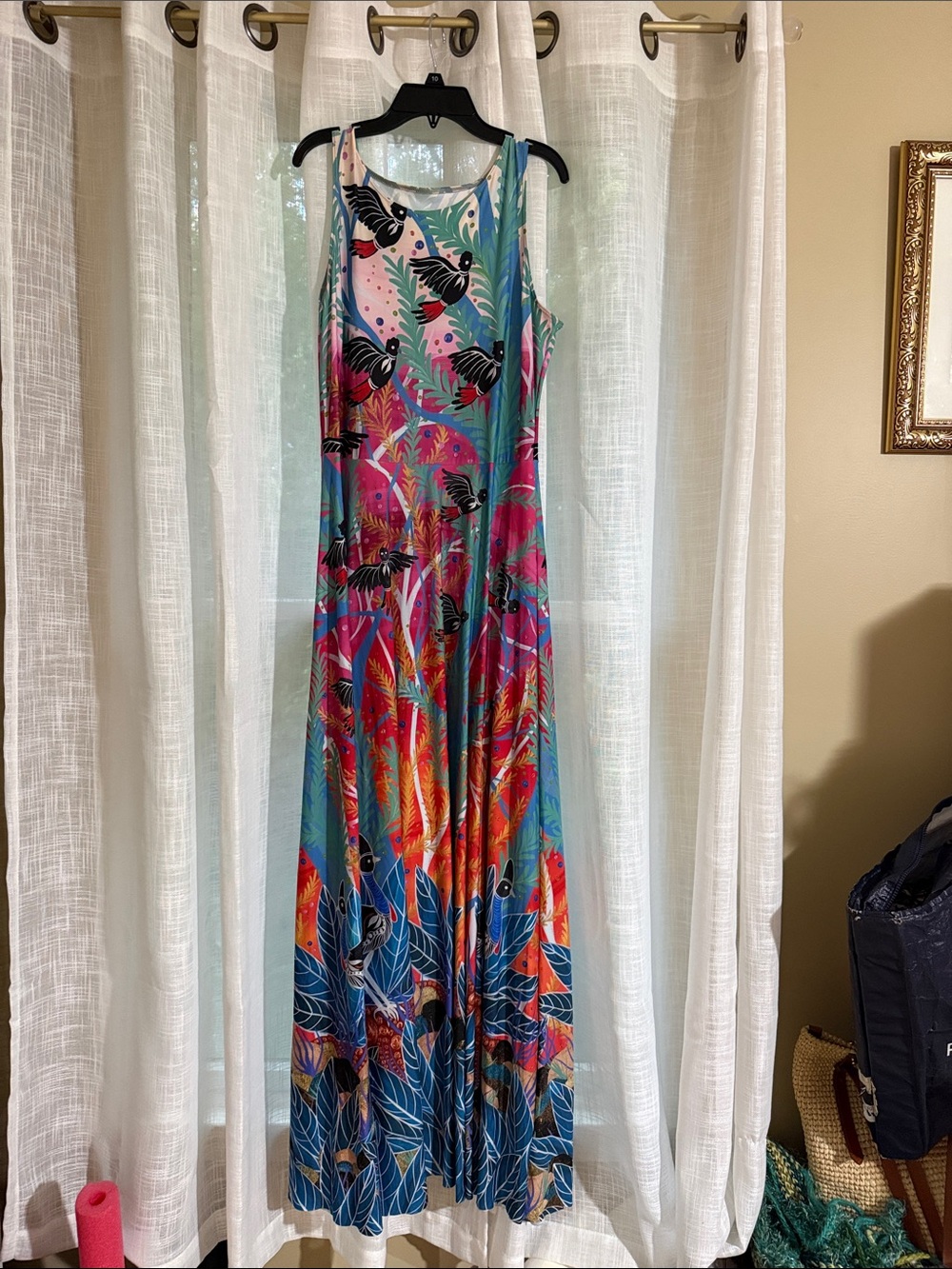 Blackmilk Multicolor Tropical Maxi Dress with Blue and Pink Accents